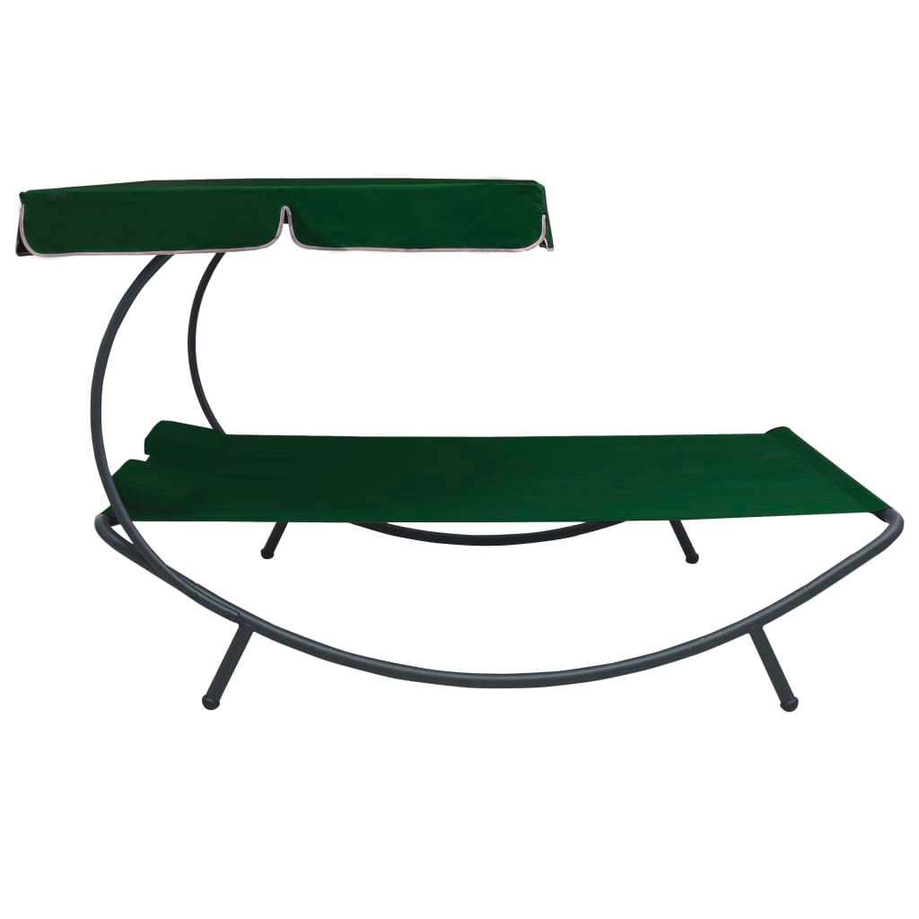 vidaXL Patio Lounge Bed with Canopy and Pillows Green