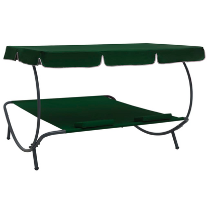 vidaXL Patio Lounge Bed with Canopy and Pillows Green