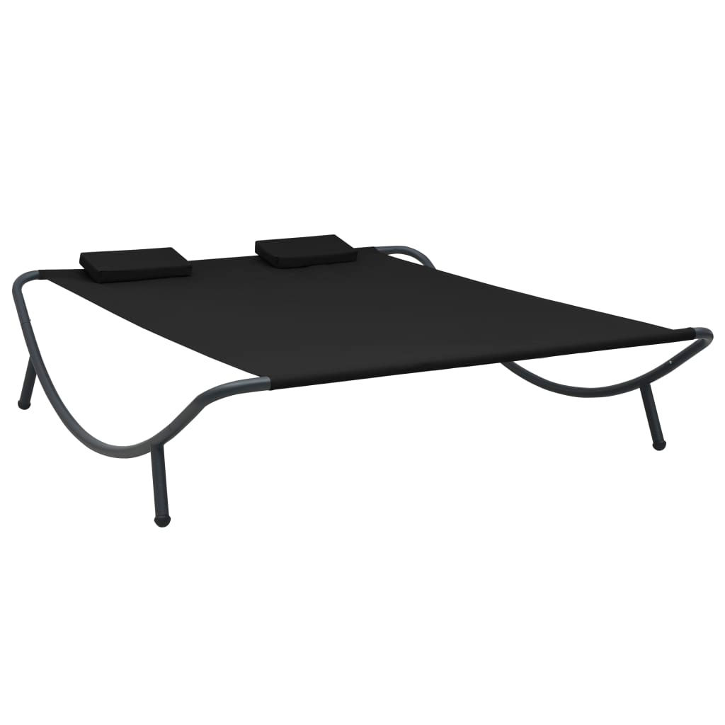 vidaXL Patio Lounge Bed Fabric Black