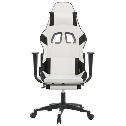 vidaXL Gaming Chair with Footrest White and Black Faux Leather