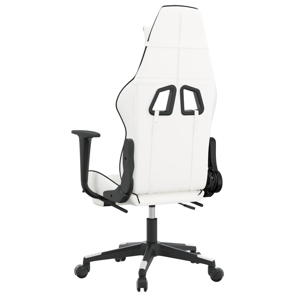 vidaXL Gaming Chair with Footrest White and Black Faux Leather