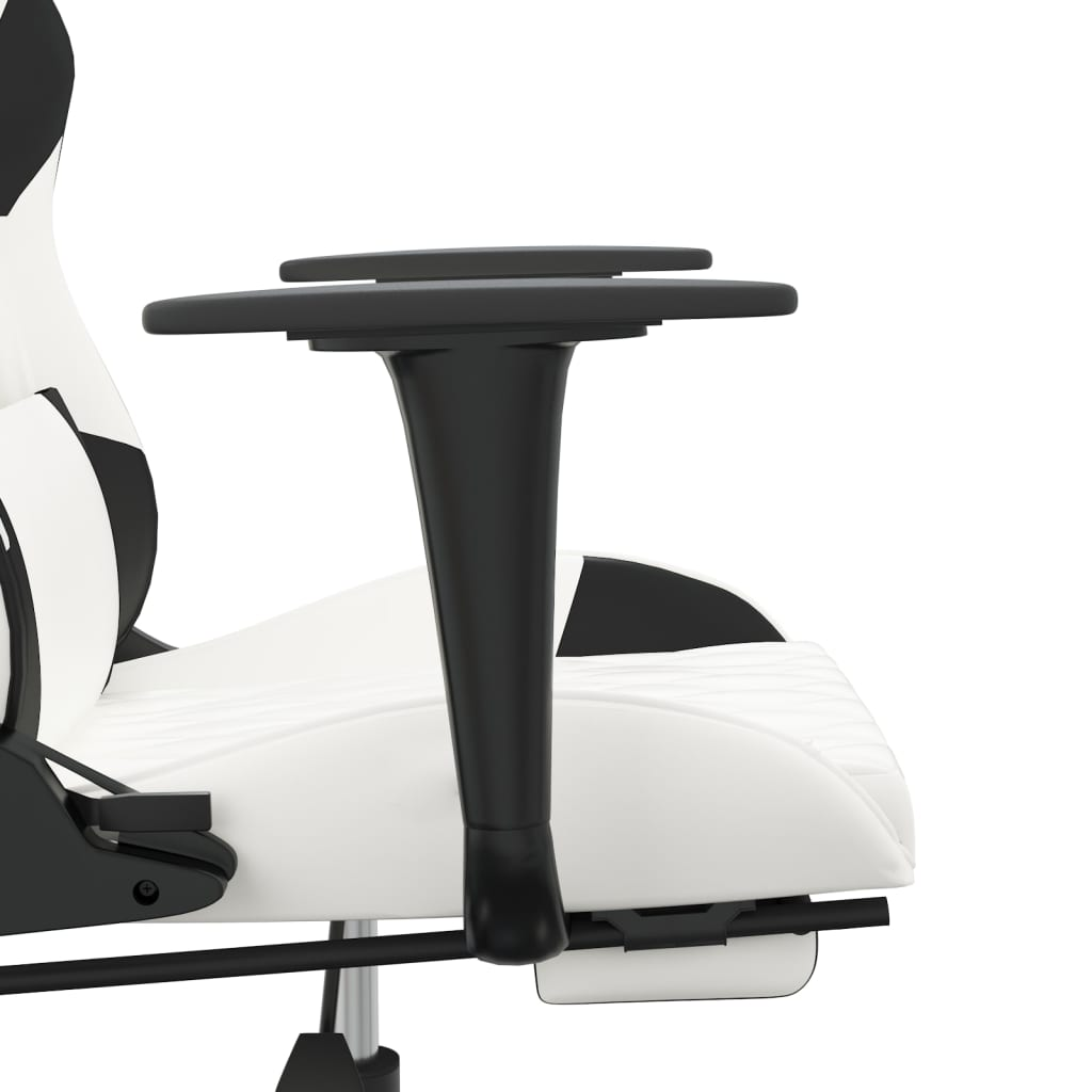 vidaXL Gaming Chair with Footrest White and Black Faux Leather