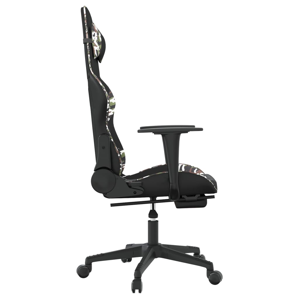 vidaXL Gaming Chair with Footrest Black and Camouflage Faux Leather