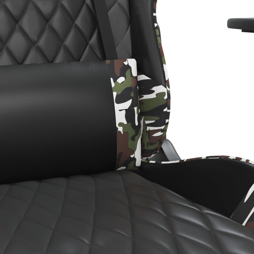 vidaXL Gaming Chair with Footrest Black and Camouflage Faux Leather