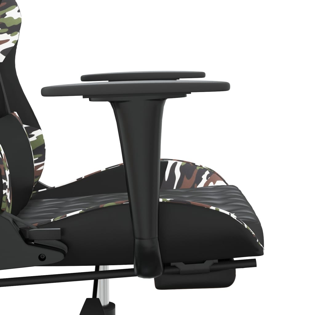 vidaXL Gaming Chair with Footrest Black and Camouflage Faux Leather