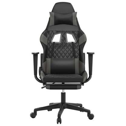 vidaXL Gaming Chair with Footrest Black and Gray Faux Leather