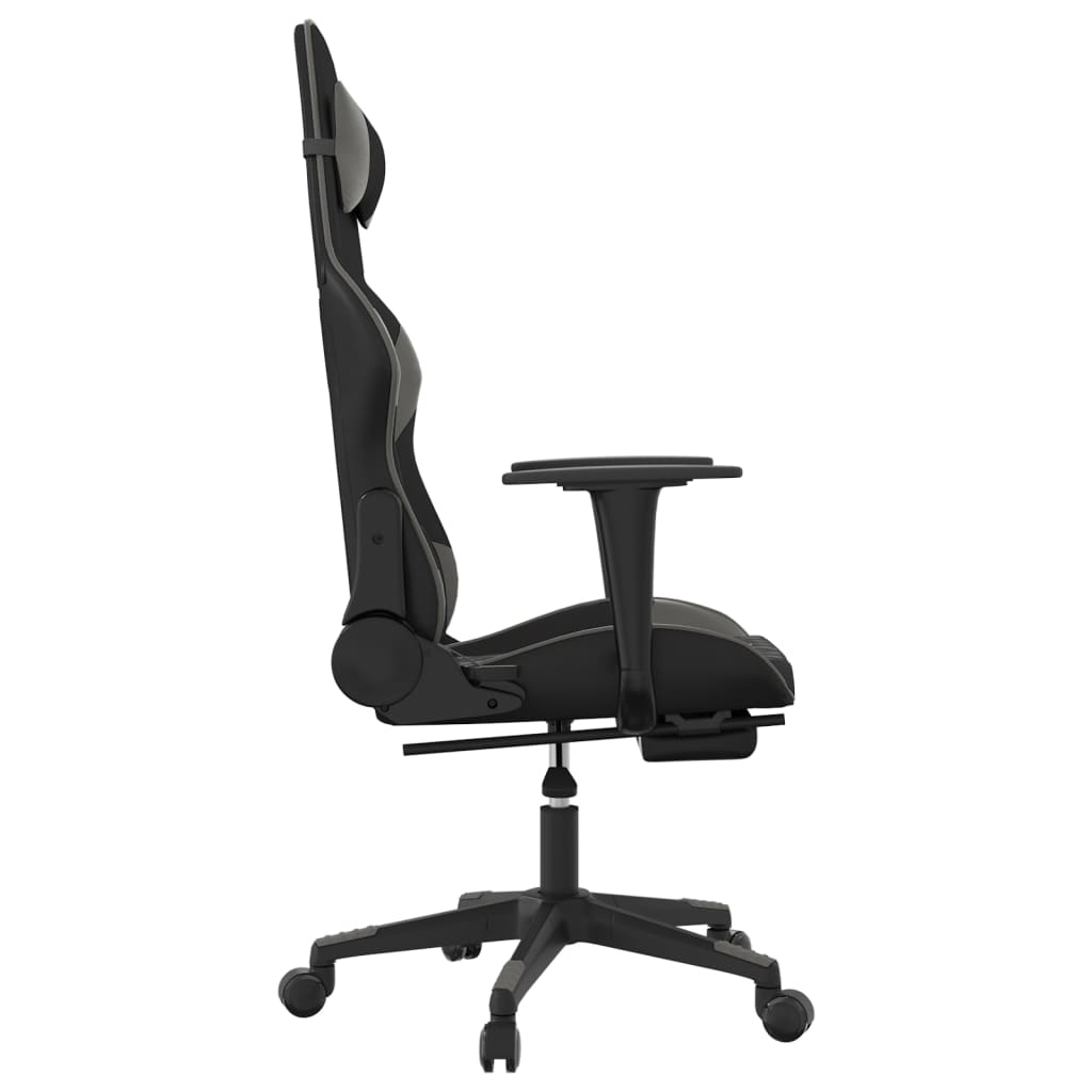 vidaXL Gaming Chair with Footrest Black and Gray Faux Leather