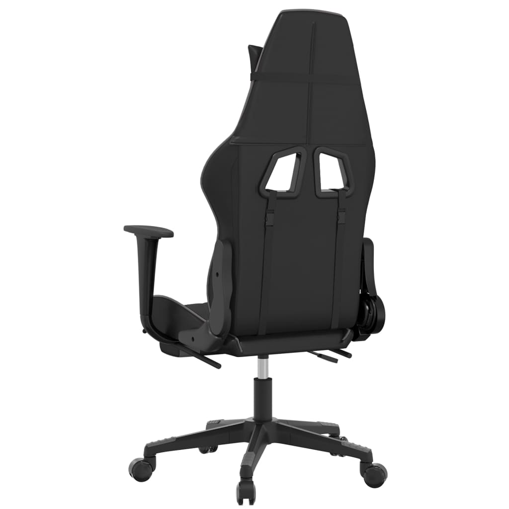 vidaXL Gaming Chair with Footrest Black and Gray Faux Leather