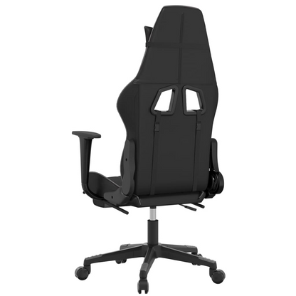 vidaXL Gaming Chair with Footrest Black and Gray Faux Leather