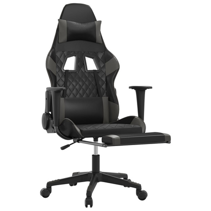 vidaXL Gaming Chair with Footrest Black and Gray Faux Leather