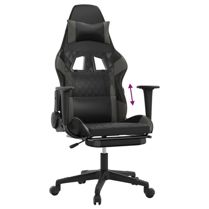 vidaXL Gaming Chair with Footrest Black and Gray Faux Leather