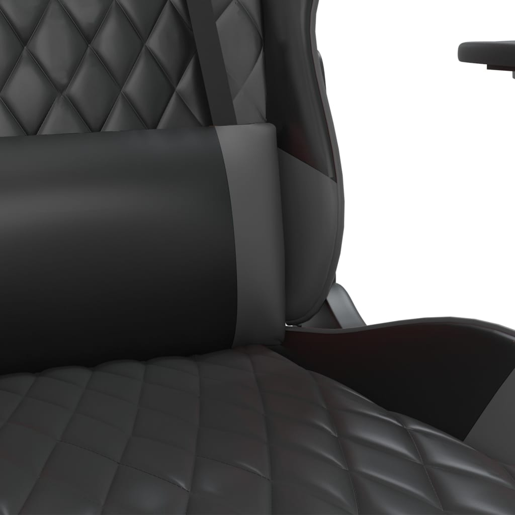 vidaXL Gaming Chair with Footrest Black and Gray Faux Leather