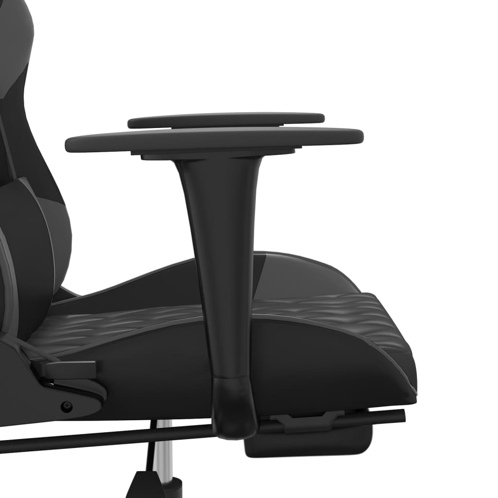 vidaXL Gaming Chair with Footrest Black and Gray Faux Leather