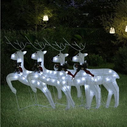 vidaXL Christmas Reindeers 4 pcs White 80 LEDs