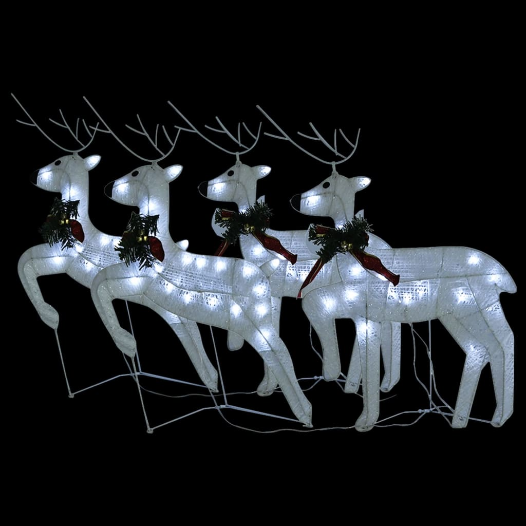 vidaXL Christmas Reindeers 4 pcs White 80 LEDs