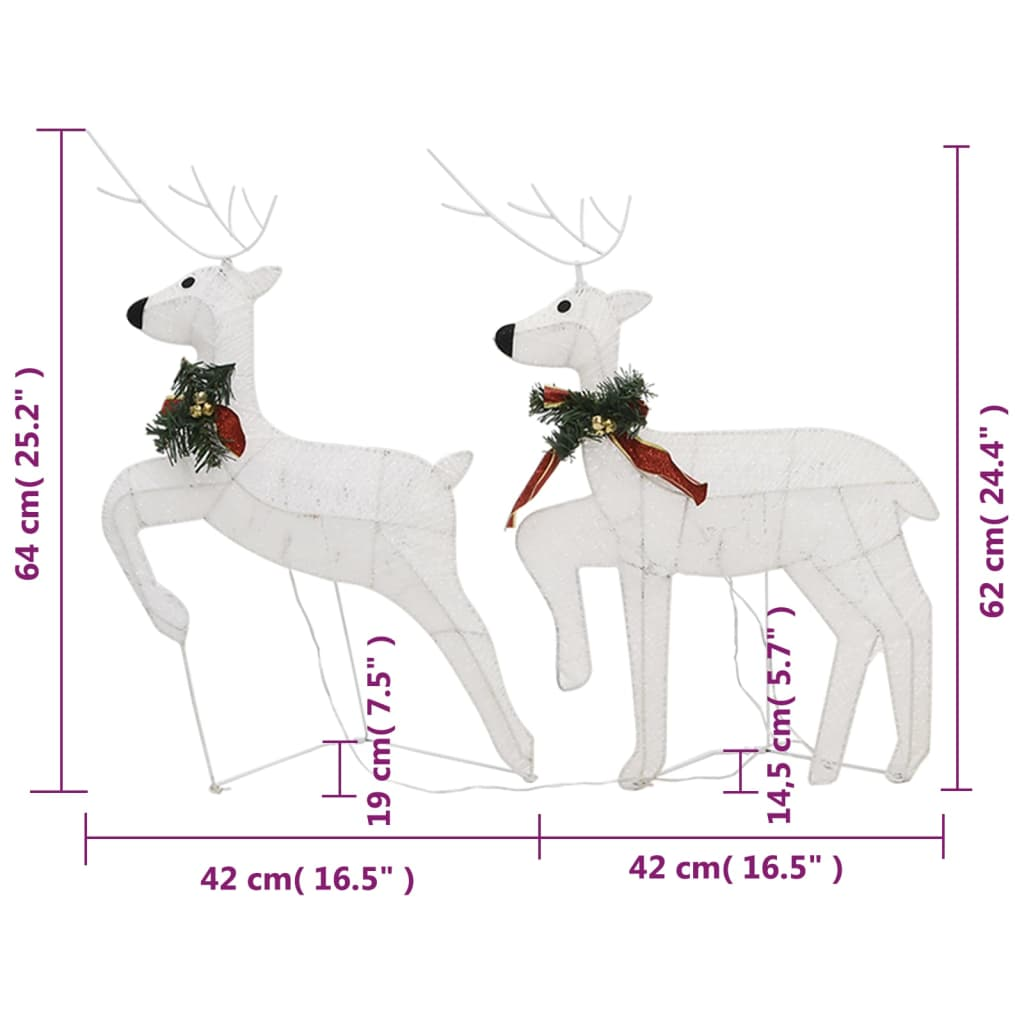 vidaXL Christmas Reindeers 4 pcs White 80 LEDs