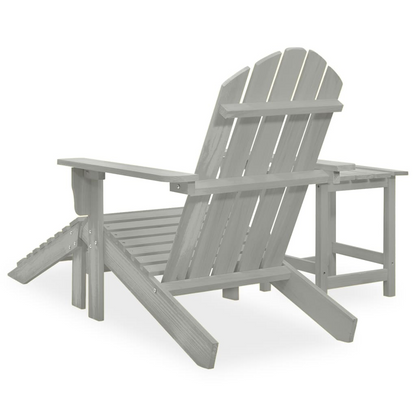 vidaXL Patio Adirondack Chair with Ottoman&Table Solid Fir Wood Gray