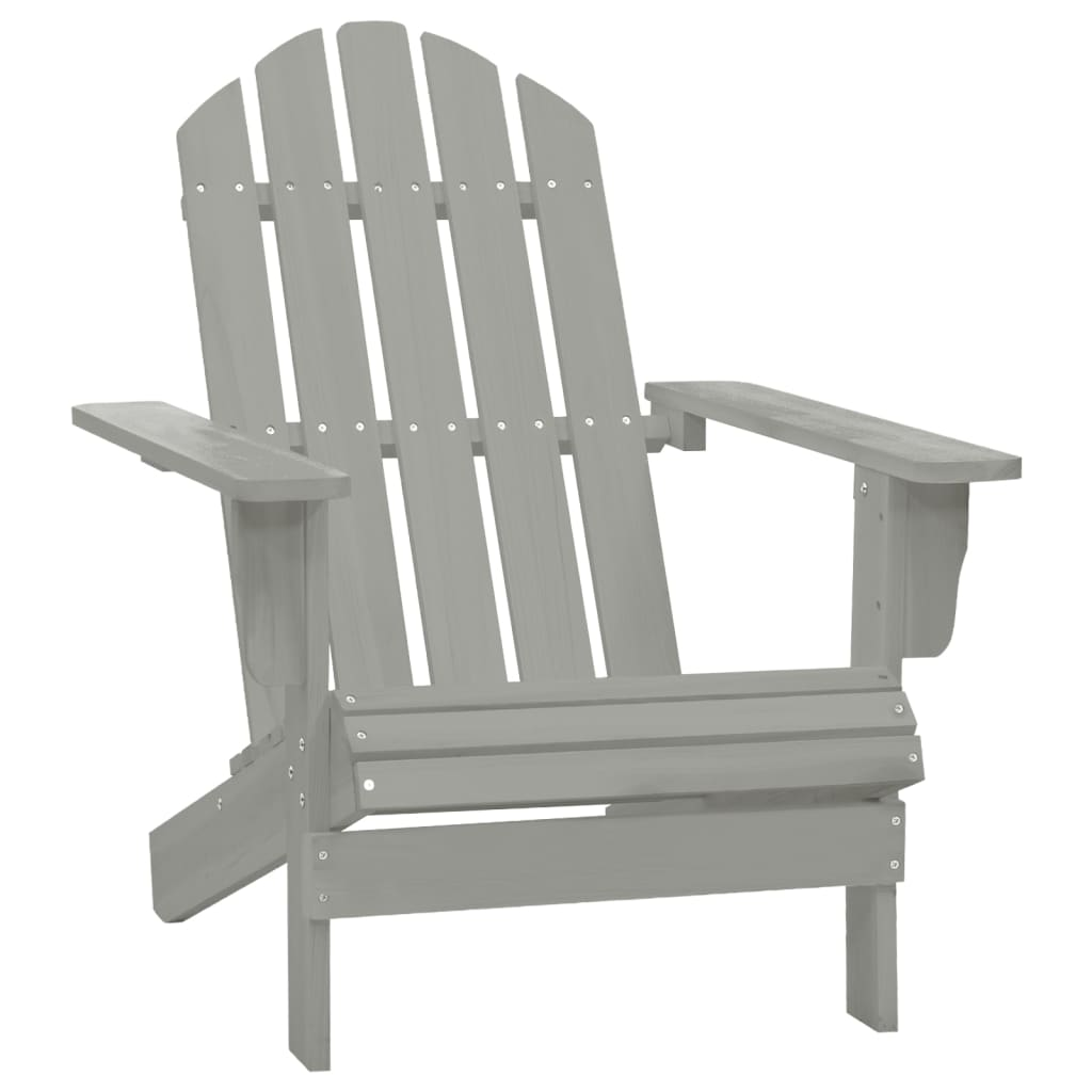 vidaXL Patio Adirondack Chair with Ottoman&Table Solid Fir Wood Gray