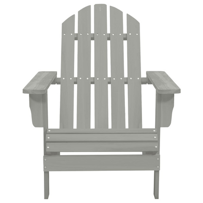 vidaXL Patio Adirondack Chair with Ottoman&Table Solid Fir Wood Gray