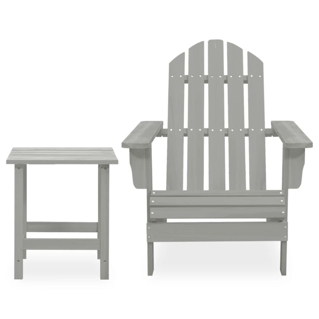 vidaXL Patio Adirondack Chair with Table Solid Fir Wood Gray