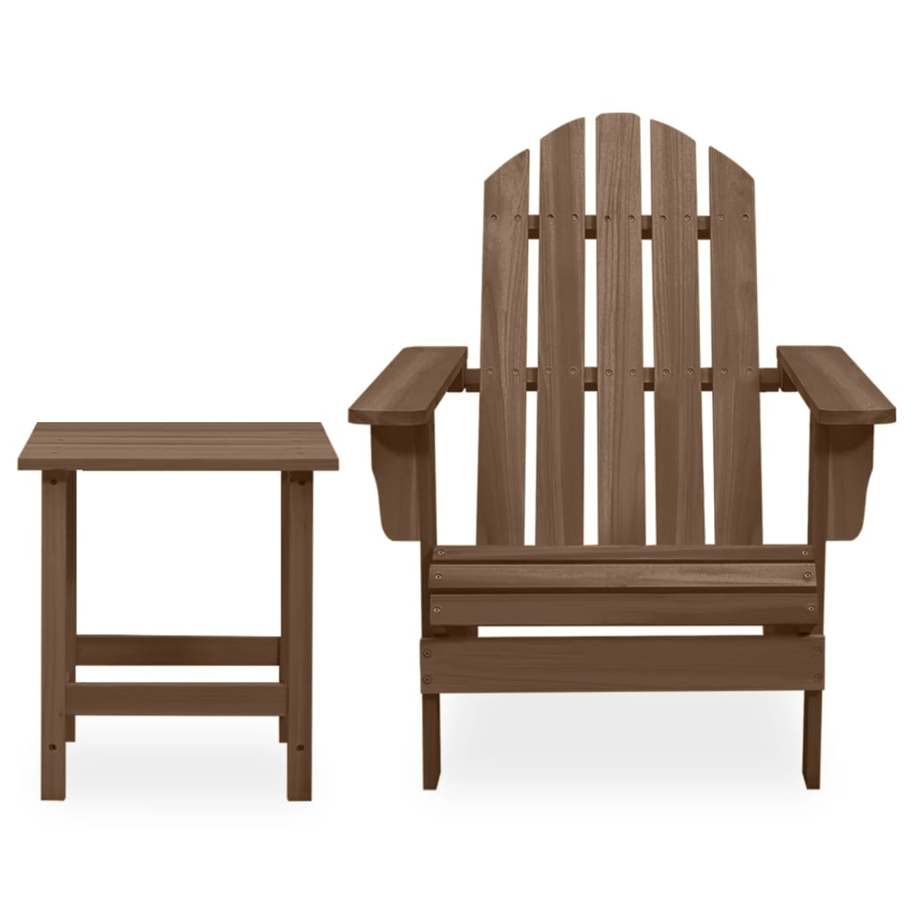 vidaXL Patio Adirondack Chair with Table Solid Fir Wood Brown