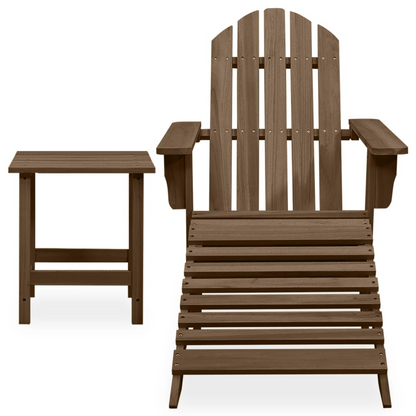 vidaXL Patio Adirondack Chair with Ottoman&Table Solid Fir Wood Brown