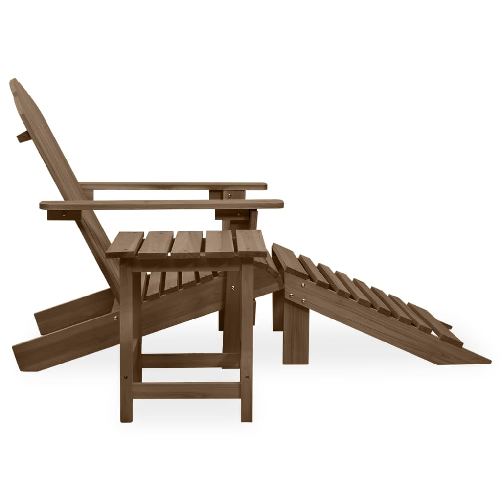 vidaXL Patio Adirondack Chair with Ottoman&Table Solid Fir Wood Brown