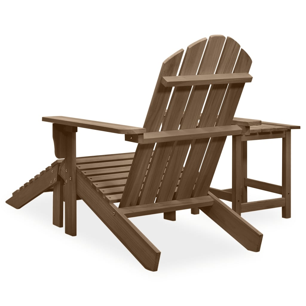 vidaXL Patio Adirondack Chair with Ottoman&Table Solid Fir Wood Brown