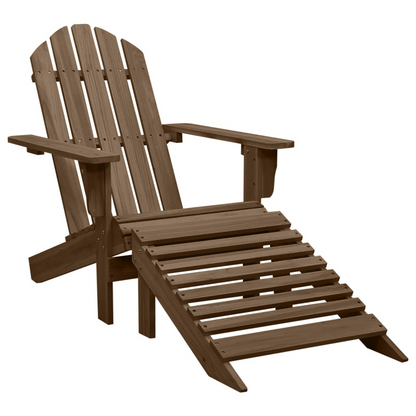 vidaXL Patio Adirondack Chair with Ottoman&Table Solid Fir Wood Brown