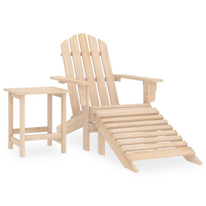 vidaXL Patio Adirondack Chair with Ottoman and Table Solid Fir Wood