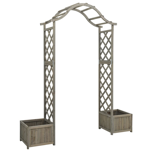 vidaXL Garden Pergola with Planter Gray Solid Firwood