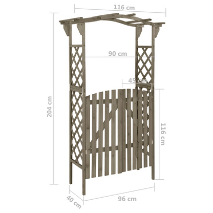 vidaXL Pergola with Gate 45.7"x15.7"x80.3" Gray Solid Firwood