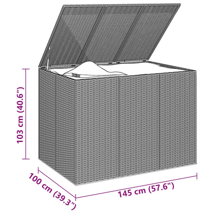 vidaXL Patio Cushion Box PE Rattan Gray