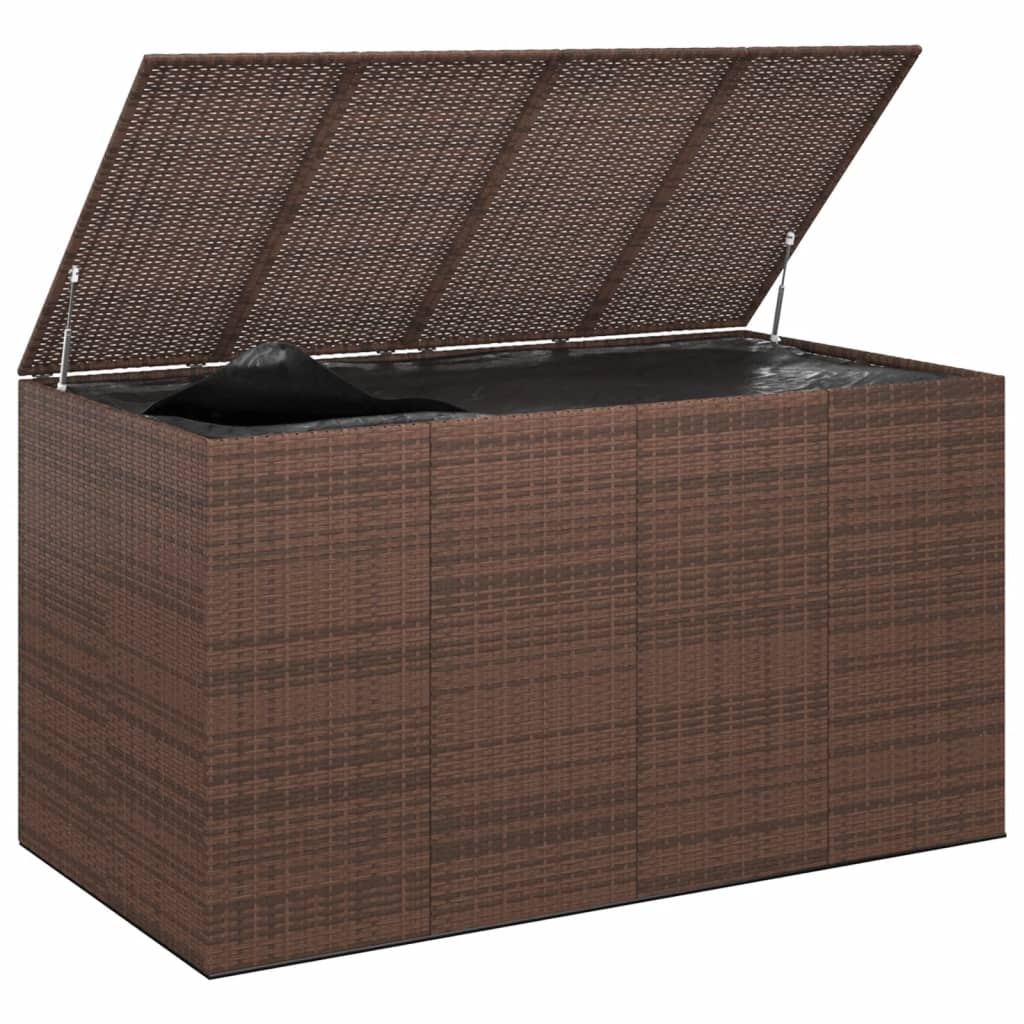 vidaXL Patio Cushion Box PE Rattan Brown