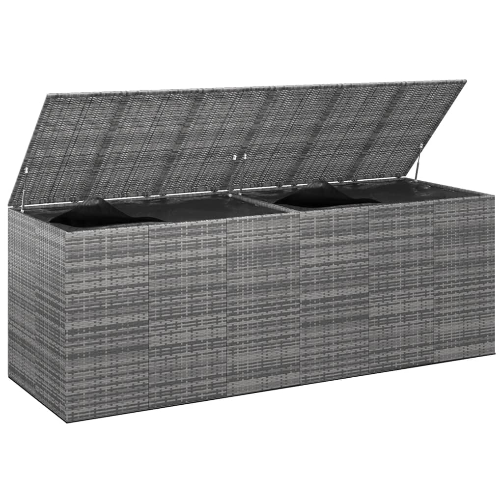 vidaXL Patio Cushion Box PE Rattan Gray