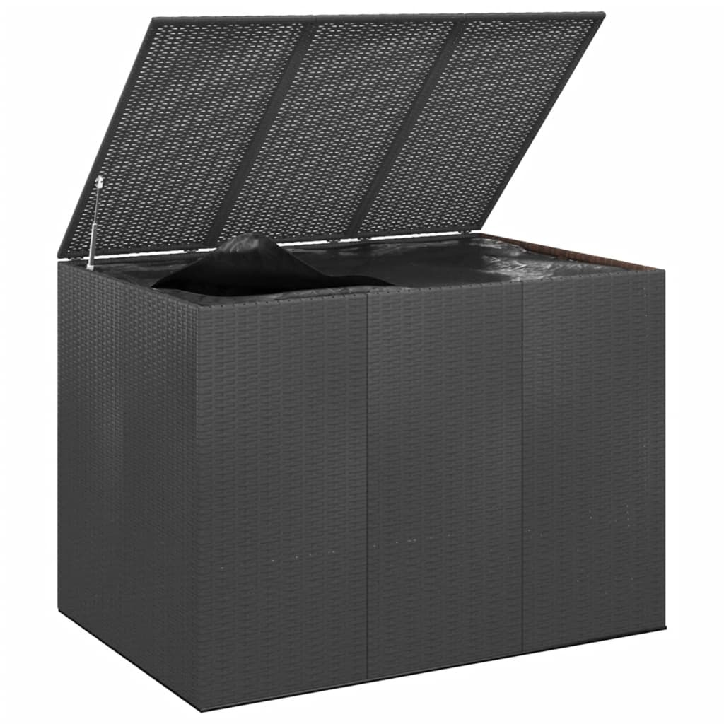 vidaXL Patio Cushion Box PE Rattan  Black