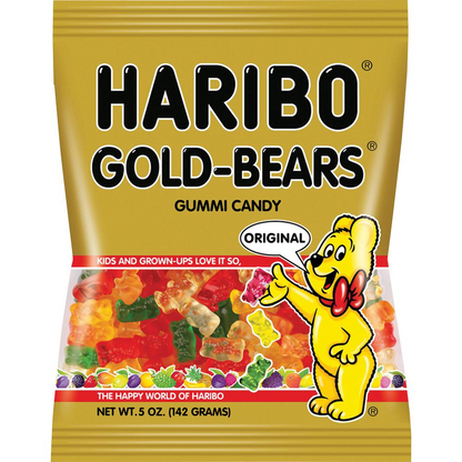 HARIBO Gold-Bears Gummi Candy - Lemon, Orange, Pineapple, Raspberry, Strawberry - 0.50 oz - 12 / Carton