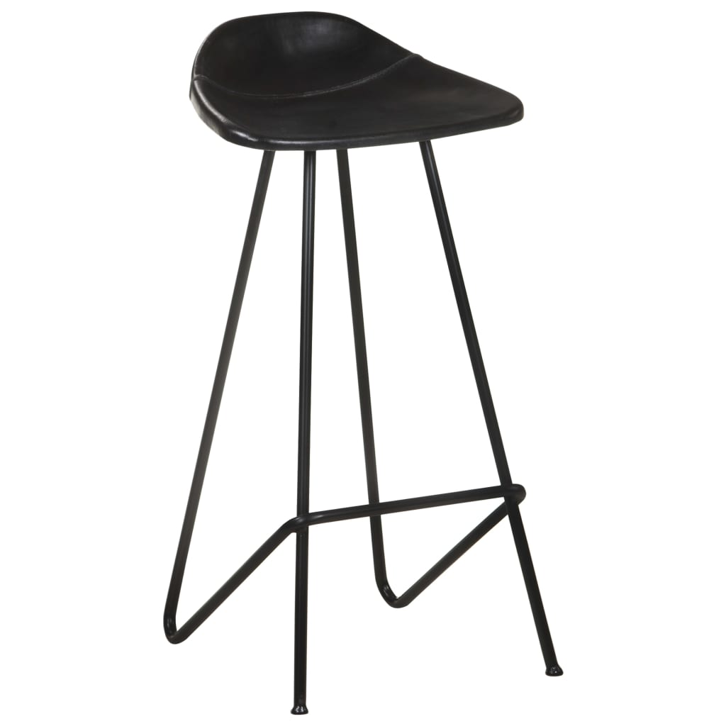 vidaXL Bar Stools 4 pcs Black Real Leather