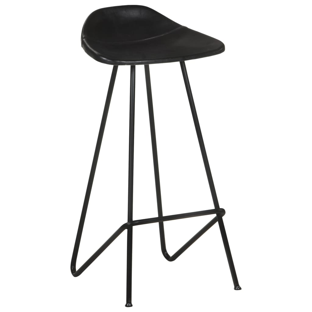 vidaXL Bar Stools 4 pcs Black Real Leather