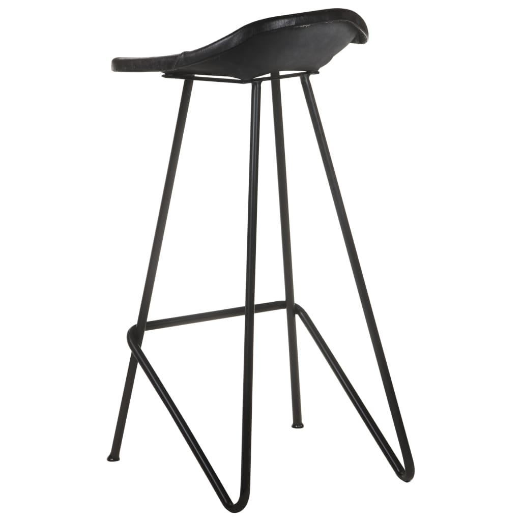 vidaXL Bar Stools 4 pcs Black Real Leather