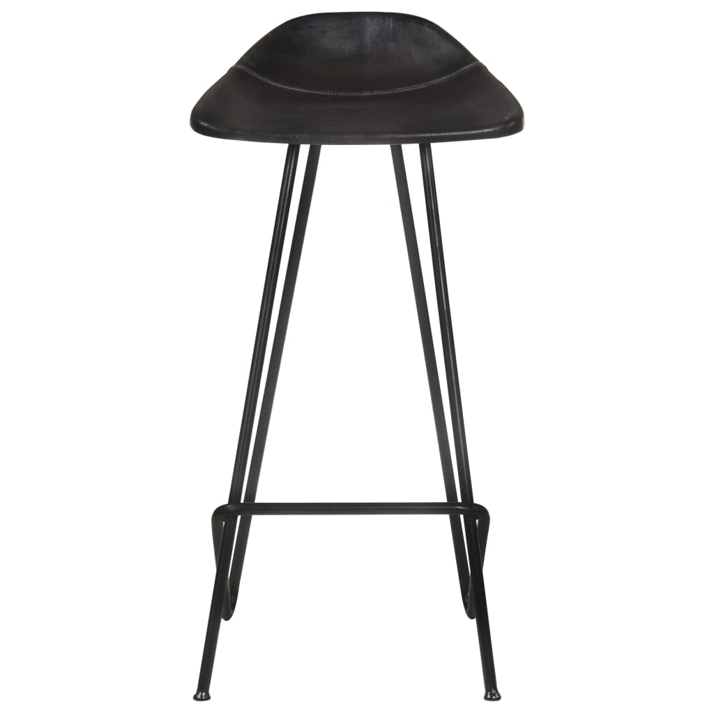 vidaXL Bar Stools 4 pcs Black Real Leather