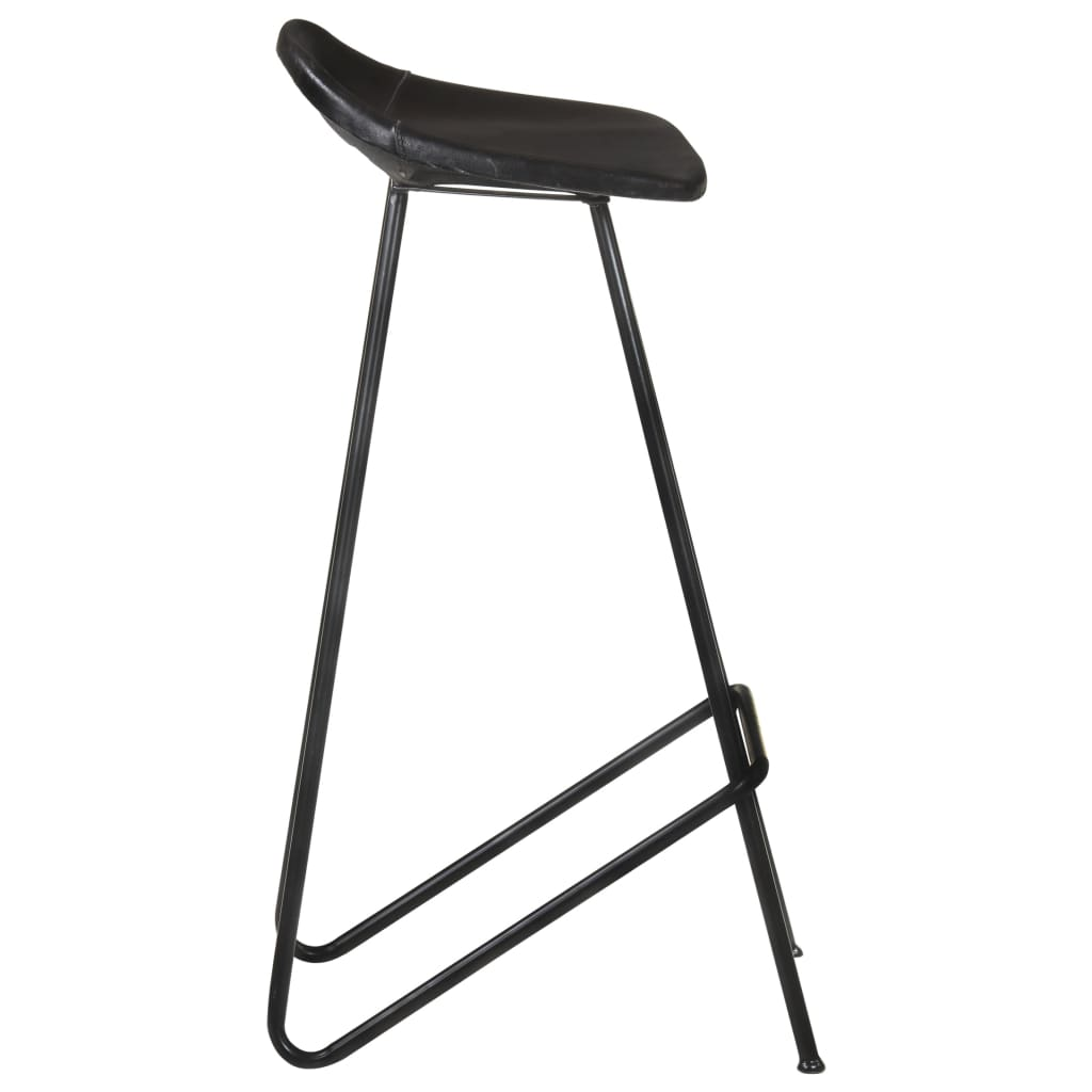 vidaXL Bar Stools 4 pcs Black Real Leather