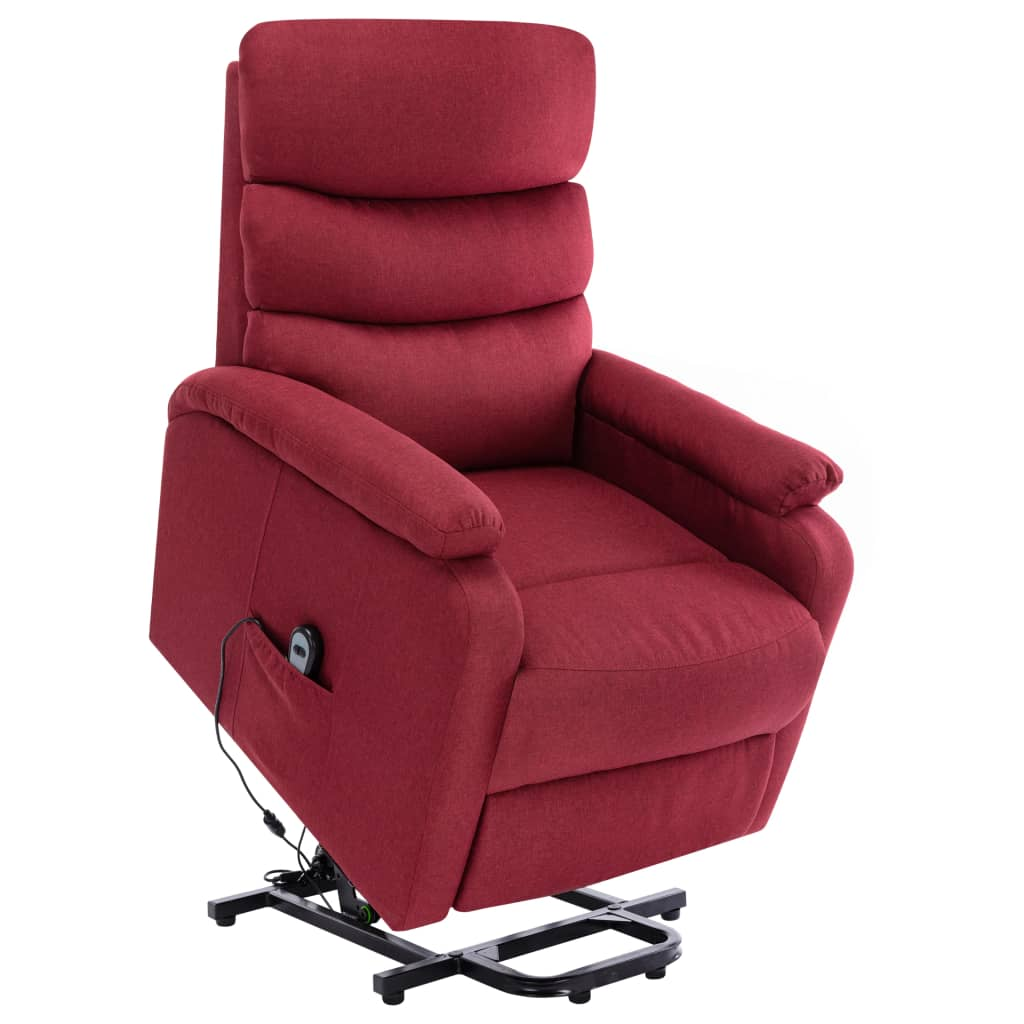 vidaXL Power Lift Massage Recliner Wine Red Fabric