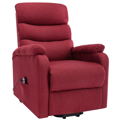 vidaXL Power Lift Massage Recliner Wine Red Fabric