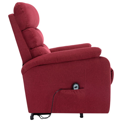 vidaXL Power Lift Massage Recliner Wine Red Fabric