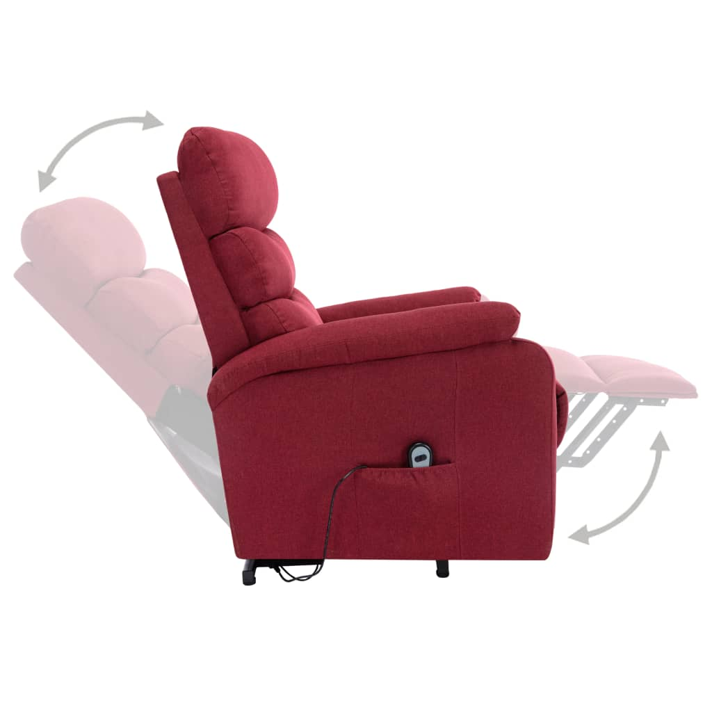 vidaXL Power Lift Massage Recliner Wine Red Fabric