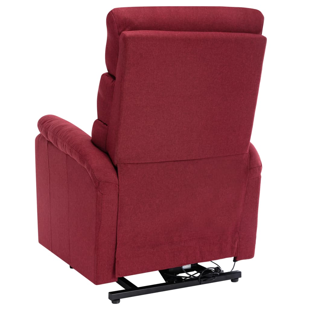 vidaXL Power Lift Massage Recliner Wine Red Fabric