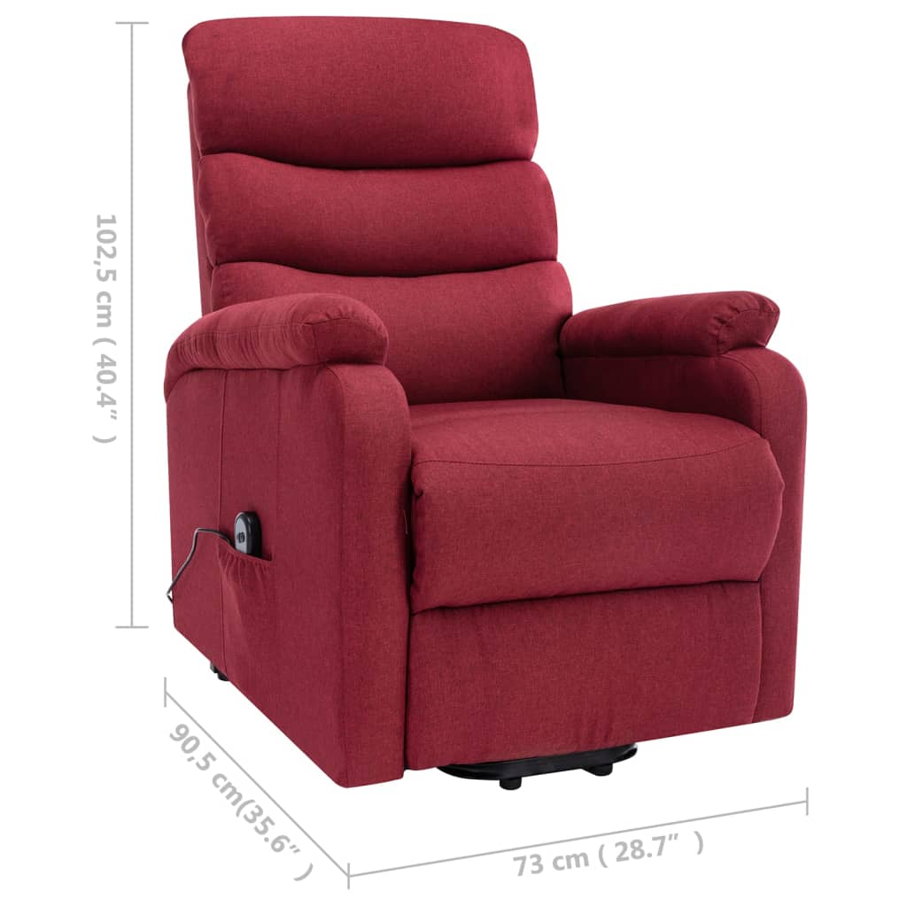 vidaXL Power Lift Massage Recliner Wine Red Fabric