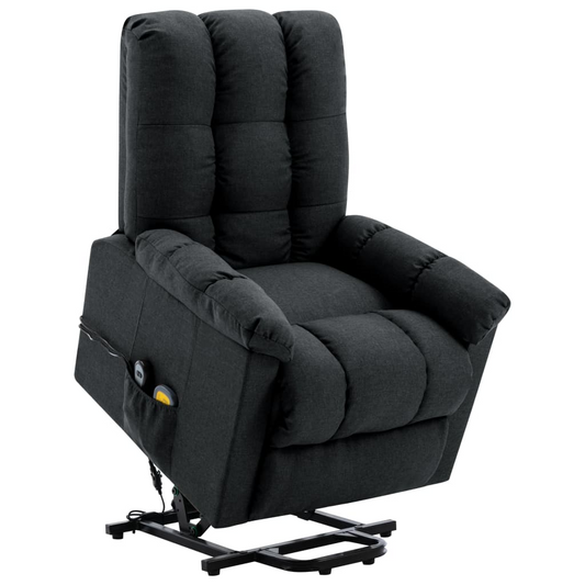 vidaXL Power Lift Massage Recliner Dark Gray Fabric