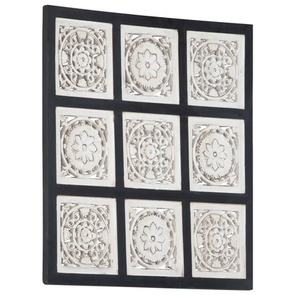 vidaXL Hand-Carved Wall Panel MDF 23.6"x23.6"x0.6" Black and White